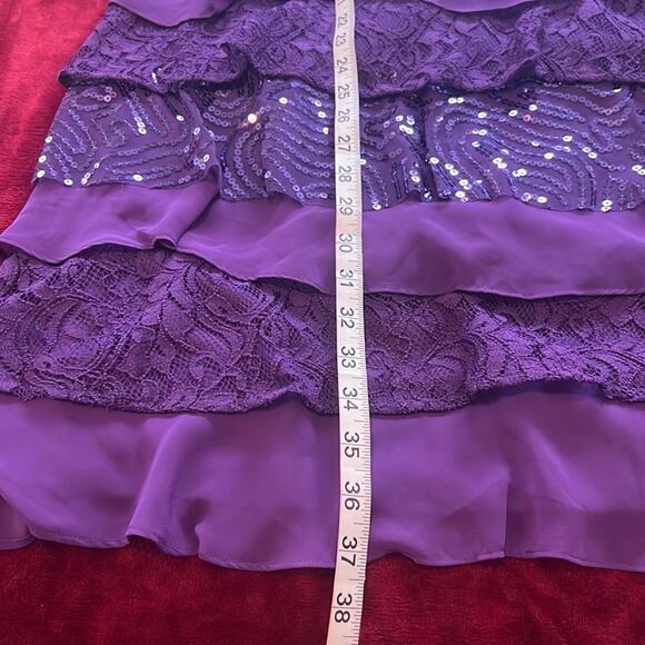 NWT SL Fashions Layered Tiered Ruffle Sequins Dress 14 - Picture 9 of 9
